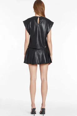 Cheap Edrina Top In Faux Leather Women Tops