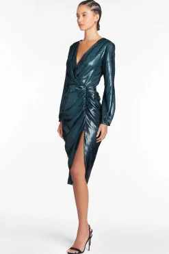 Best Sale Long Sleeve Roma Dress In Ansella Burnout Women Midi Dresses