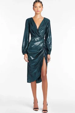 Best Sale Long Sleeve Roma Dress In Ansella Burnout Women Midi Dresses