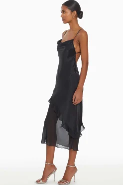 Fashion Luciana Silk Dress Women Midi Dresses