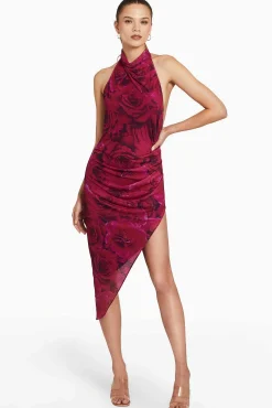 Flash Sale Samba Midi Dress In Printed Mesh Women Midi Dresses