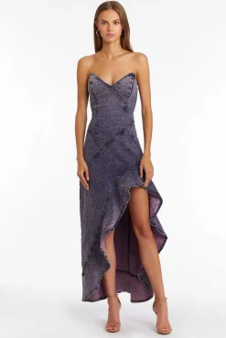 New Symone Denim Dress In Pink Acid Wash Women Maxis & Gowns