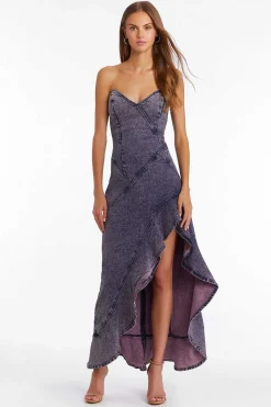 New Symone Denim Dress In Pink Acid Wash Women Maxis & Gowns